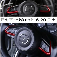 Lapetus Car Steering Wheel Decoration Strip Cover Trim Fit For Mazda 6 2019 - 2021 ABS Carbon Fiber Look / Accessories Interior