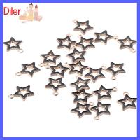 DILER 100PCS สีดำสีดำ เครื่องรางเคลือบรูปดาวกลวง โลหะผสมอัลลอยด์ 1613 การทำเครื่องประดับ สร้อยคอสำหรับผู้หญิง จี้ดาวขนาดเล็ก สำหรับผู้หญิง