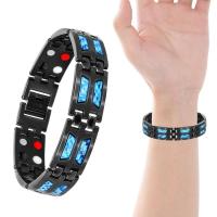 Carbon Blue Titanium Magnetic Therapy Bracelet Titanium Power Magnetic Bracelet Carbon Blue Titanium Magnetic Therapy Bracelet For Men Women Safe And Easy To Use Not Easy To Fade supple