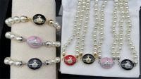 VIVIENNE WESTWOOD High Version Gold and Silver Edge Enamel Paint Magnetic Saturn Pearl Necklace Bracelet Palace--C8111