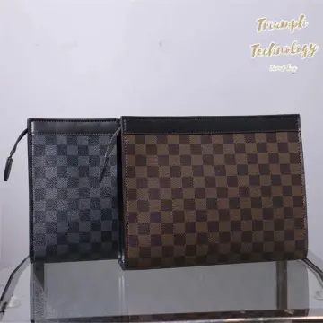 luxury louis mens leather business pouch clutch bag damier Prices and Specs  in Singapore, 08/2023