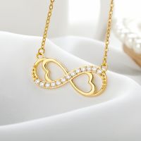 Colar de cristal infinito para as mulheres oco coração pingente de aço inoxidável corrente romântico amor jóias aniversário presentes para meninas