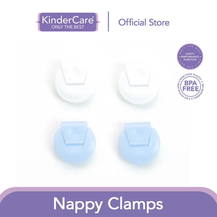 KinderCare Nappy Clamps (2 Pairs) 1 Set Includes 2 Pairs and Can Be