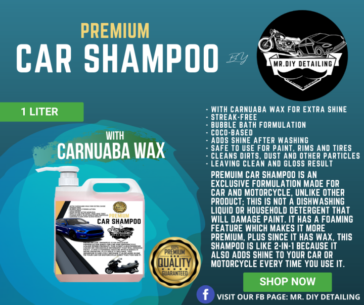 Premium Car Shampoo 1Liter with (Carnuaba Wax for extra shine) | Lazada PH