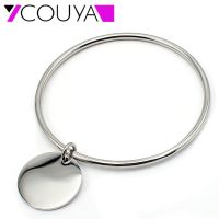 New Bangles design Stainless Steel Silver Color Bangle Bracelets Round Charm Bracelets Bangles Women Costume Jewellery