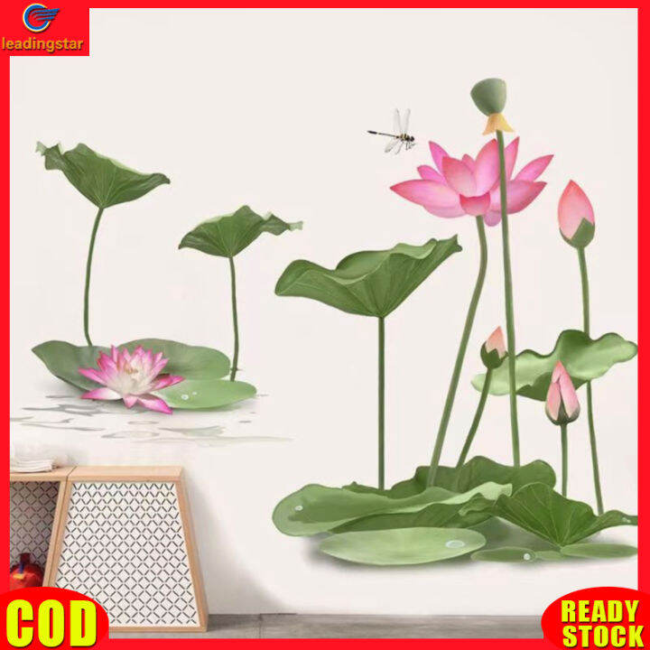 leadingstar-rc-authentic-chinese-style-lotus-flower-wall-stickers-self-adhesive-wallpaper-wall-decals-for-living-room-bedroom-decorations