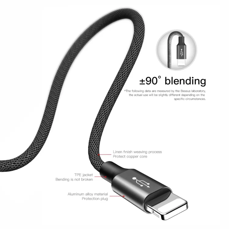 Cáp iPhone sạc nhanh lightning Baseus Artistic striped USB cable For iP 2A  5m CALYW-M01 