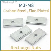 10/ 50pcs Square Nut Rectangular Nuts Thin Slider Block Nuts Zinc-Plated Carbon Steel Aluminum Profile Accessory M3 M4 M5 M6 M8