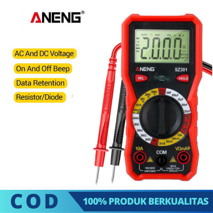 Cod Aneng Digital Multimeter Multitester Voltage Ac Dc Tester Arus Listrik Pen Holder Sz301 6854