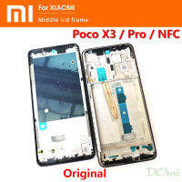 ต้นฉบับจอแอลซีดีด้านหน้าที่อยู่อาศัยกลางกรอบฝาแผ่นสำหรับ Xiaomi Poco X3 / X3 Pro/ X3 NFC อะไหล่ซ่อม