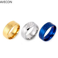 AVECON แหวน8มม. ประดับเหล็กไททาเนียมสุภาพบุรุษอเมซอนสีทองแท้แหวนยอดนิยมยุโรปและอเมริกา