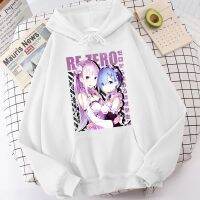 เสื้อกันหนาว มีฮู้ด ลายการ์ตูนอนิเมะ Re Zero Kara Hajimeru Isekai Seikatsu สไตล์วินเทจ