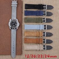 2023 Original ⊙☁◑ Jam tangan kulit Suede lembut 18mm 20mm 22mm 24mm untuk gelang Omega tali jam kulit sapi untuk gelang Seiko sabuk lepas cepat