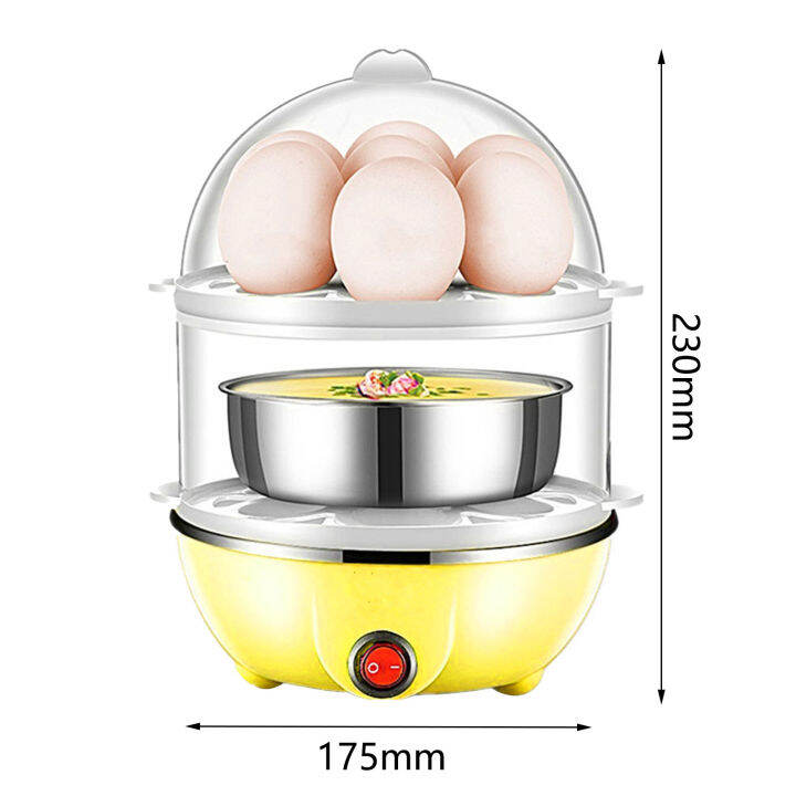มินิไฟฟ้าหม้อไอน้ำไข่อัตโนมัติปิด2ชั้นไข่คัสตาร์หม้อหุงไอน้ำที่มีถ้วยตวงสหรัฐเสียบครัวทำอาหารเครื่องมือ