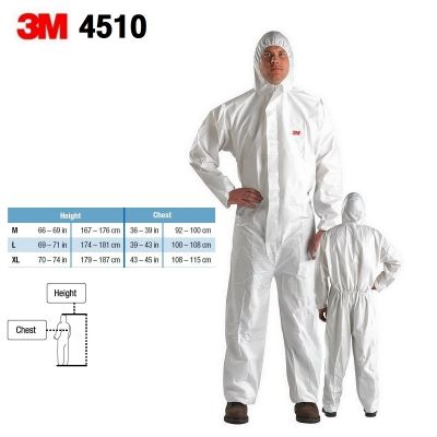 3M 4510 Coverall ชุดป้องกันสารติดเชื้อ (Infective Agent) EN 14126 Disposable Work Wears Coverall