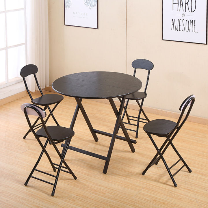 ชุดโต๊ะกินข้าว-4-ที่นั่ง-เก้าอี้-4-ตัว-โต๊ะพับได้-โต๊ะกินข้าว4คน-โต๊ะกลม-เก้าอี้กินข้าว-โต๊ะทำงาน-โต๊ะกาแฟ-dinning-table