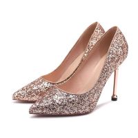 Wedding Shoes Women 202 0 Pointed Toe Stiletto High Heel Crystal Bridesmaid Bridal Silver Sequined Womens Dress