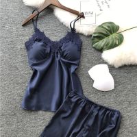 〖Gesh department store〗Sexy Women Sleepwear Womens Sexy Satin Sling Sleepwear Lingerie Lace Nightdress Underwear Set Women Sleep wear Pijamas xS