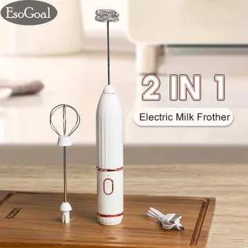 Portable Rechargeable Electric Milk Bubbler Double Headed Hand