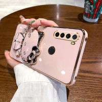 เคสสำหรับ Realme 6i 6 6 6 Pro 5 5i 5S 5 Pro XT พร้อมขายึดขาตั้งกระจกแต่งหน้าแมวน่ารักกรอบสี่เหลี่ยมชุบ6D หรูหรากรณีที่โทรศัพท์ของผู้ถือมันวาวกรอบซิลิโคนนิ่มกันกระแทกฝาหลัง