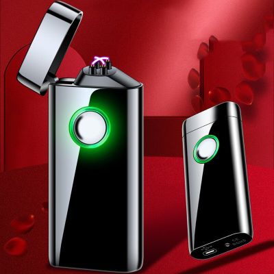 ZZOOI New Large Capacity Battery Windproof Lighter Dual Arc Plasma Flameless Lighter LED Display Type-C Charging Port Mens Gift