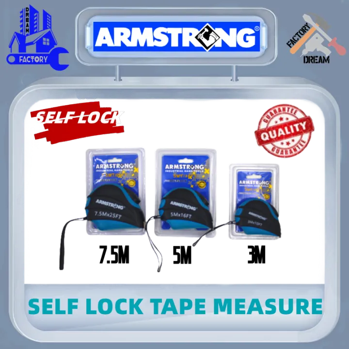 ARMSTRONG NEW Industrial Steel SELF LOCK Measuring Meter Tape Measure ...