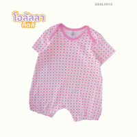 Ooh Lal La Kids Bodysuitเด็กพิมพ์ลายจุดสีชมพูสดใส บนพื้นขาว แขนสั้น ขาสั้น [พร้อมส่ง]