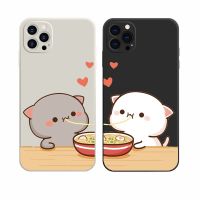 Cartoon Funny Cat Paired Couple Phone Cases for iPhone 11 13 12 14 Pro XS Max Mini X XR SE 8 7 14 Plus Lovers Covers Fundas Bag