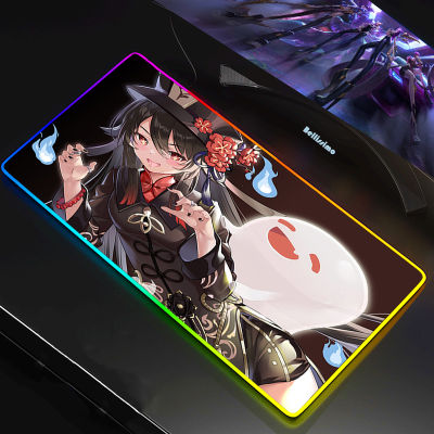 Hu Tao Genshin Impact RGB Mause Gamer Keyboard Mat Mouse Mats Mousepad Anime Mausepad Csgo Mice Keyboards Computer Peripls