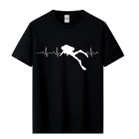 JHPKJScuba Dive Heart Beat Best Gift for Diver T-Shirts Summer Short Sleeves Soft Mens Tee Shirts Pure Cotton T Shirts 4XL 5XL 6XL