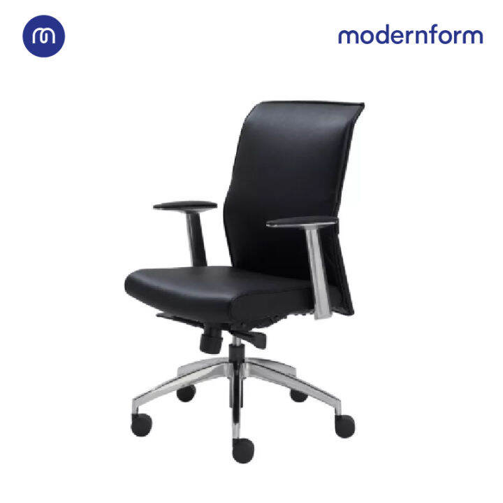 modernform-เก้าอี้ผู้บริหารพนักพิงกลาง-รุ่น-ivention-โครงเหล็กชุบโครเมียม-หุ้มหนังเเท้สุดหรู-ระบบโยกเอนแบบซิงโครไนซ์