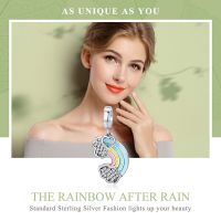 BAMOER Rainbow Pendant fit celets DIY 925 Sterling Silver SCC905