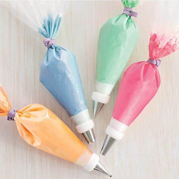 walfos-10ชิ้นแหวนถุงน้ำตาลไอซิ่งซิลิโคนใช้ซ้ำได้แบบทำมือใช้ซ้ำได้ถุงตกแต่งสายยางรัดเครื่องมือทำเพสตรีไม่รั่ว