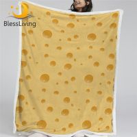 2023 BlessLiving Funny Food Blankets For Bed Cheese with Holes Throw Blanket 3D Print Linen Blanket Simple Bedspreads Mantas De Cama