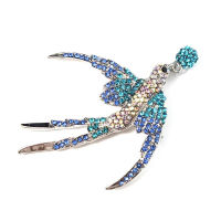 hang qiao shop Full Diamond Pin Dripping Oil Wild Animal Brooch Rhinestone Swallow High-end