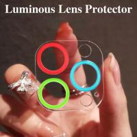 Luminous Camera Lens Protector on For iPhone 12 13 14 Pro Max Plus 12Mini Tempered Glass For iPhone 11 Pro Max Camera Protector  Screen Protectors