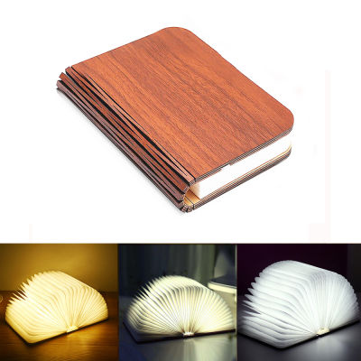 3 Colors 3D Creative LED Book Night Light Wooden 5V USB Rechargeable Magnetic Foldable Desk Table Lamp Home Decoration