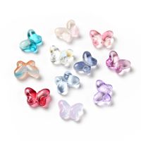 20pc Transparent Glass Beads Butterfly Mixed Color 10x14x5.5mm Hole: 1mm