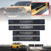 ชายบันได กันรอยชายบันได สคัพเพลท รุ่น ฟอร์ด เรนเจอร์ FORD RANGER ปี 2022 - 2023 สีดำด้าน ตัดโครเมี่ยม 4 ประตู 4 ชิ้น