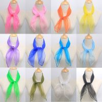 【CW】 60x60CM Glitter Silky Neck Scarf Color Handkerchief Sheer Tulle Wrap 12 Colors