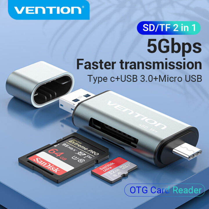 Vention 3 In 1 SD Card Reader Adapter Type C USB3.0 Micro SD Memory