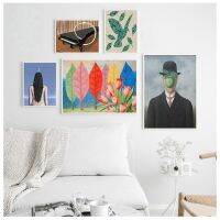 Rene Magritte Light Luxury Vintage Series ผ้าใบพิมพ์โปสเตอร์ภาพผนังสำหรับตกแต่งบ้าน