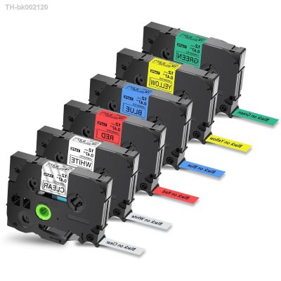 ✢✘ Multi colors Label Tape Compatible for Label Maker Laminated Tape 6mm 9mm 12mm Black on White for labeler 231 241 251 631 641