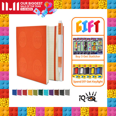 IQ LEGO® 2.0 Stationery Locking Notebook with Color-Matched Gel Pen, 12 Colors Available, Lay Flat Square Notebook Design, 176 Sheets/352 Pages, 15.8 x 15.8 cm, Use for School, Office or Home