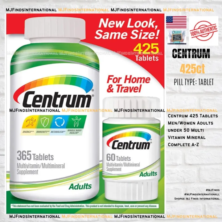 Centrum Adult Multivitamin/Multimineral Supplement Tablet, Vitamin D3 ...