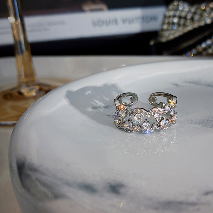 yedue-แหวนแฟชั่นผู้หญิง-แหวนแฟชั่นผู้หญิงปรับขนาดได้แหวนเพชรฝังเพชรแบบไมโครบนก้านแหวนตามแหวนใส่นิ้ว