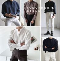 tomorrowstyle?15สี?เสื้อเชิ้ตคอจีนสีพื้นแขนยาว (M L XL XXL) มีของพร้อมส่ง เนื้อผ้านุ่ม ใส่สบาย ไม่ร้อน ไม่ต้องรีด