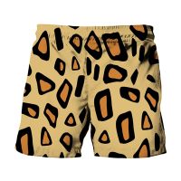 Mens Shorts Beachwear Leopard Printed 3D Fashion Man Cool Casual Mens Clothing Swimming Loose