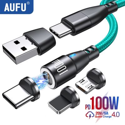 AUFU 100W PD Fast Charger Magnetic Cable USB C To Type C Micro Magnetic Data Cord 5A USB Cable For iPhone 14 Macbook Samsung S22