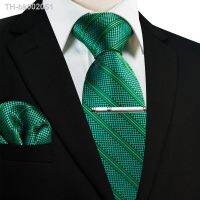 ✽♈ EASTEPIC 8 cm Purple Green Striped Ties for Elegant Male Friends Mens Necktie Set Shiny Clip Pocket Square Quality Acceessory